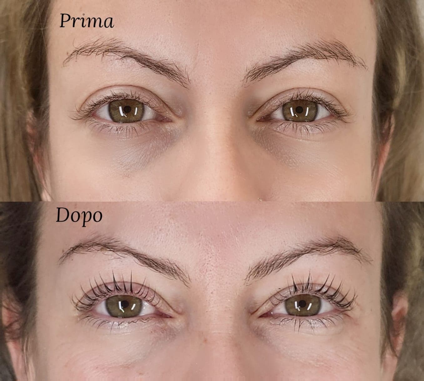 Lash lift prima e dopo - Estetica Bioggio